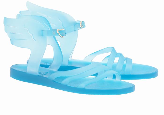 Women Ancient Greek Sandals Ikaria Ankle Strap Sandals Light Blue | FJC7770LH