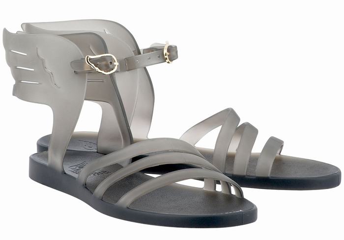 Women Ancient Greek Sandals Ikaria Ankle Strap Sandals Grey | DRX9413SY