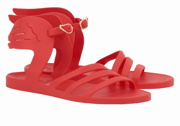 Women Ancient Greek Sandals Ikaria Ankle Strap Sandals Red | NYY5279ZX