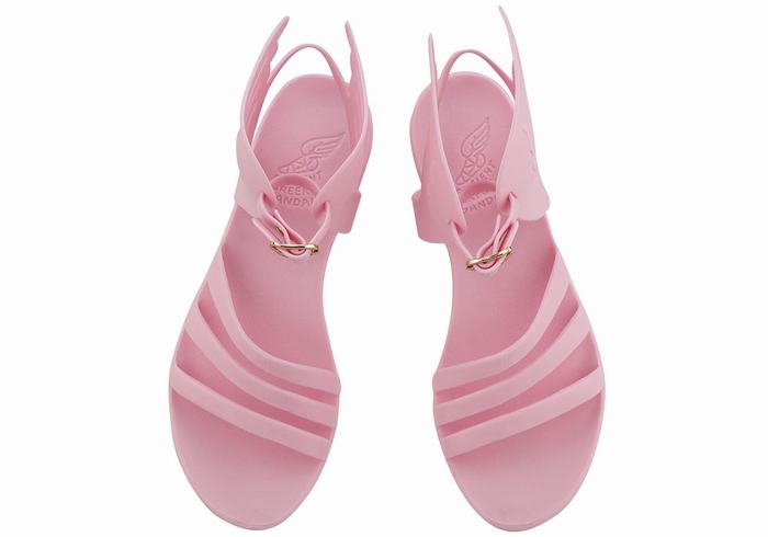 Women Ancient Greek Sandals Ikaria Ankle Strap Sandals Pink | IGU3067KH