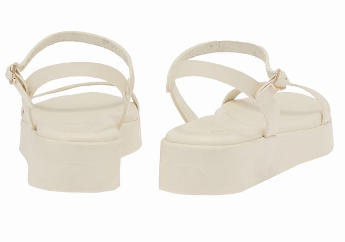 Women Ancient Greek Sandals Irida Leather Platform Sandals White | TUB9628NQ