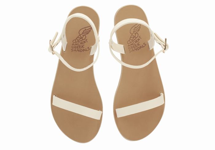 Women Ancient Greek Sandals Irida Leather Back-Strap Sandals White | NHU1843DH