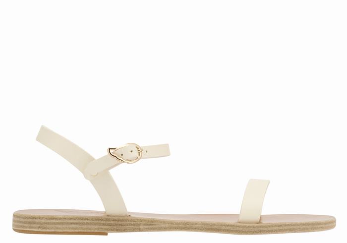 Women Ancient Greek Sandals Irida Leather Back-Strap Sandals White | NHU1843DH