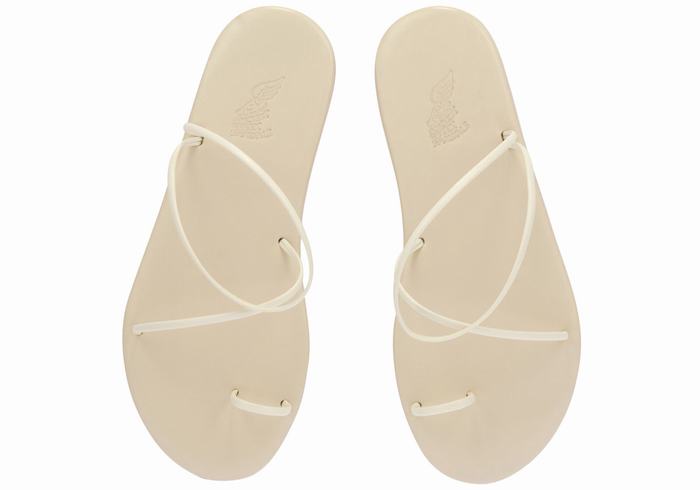 Women Ancient Greek Sandals Kansiz Toe-Post Sandals White | BTQ494XY