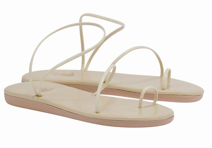 Women Ancient Greek Sandals Kansiz Toe-Post Sandals White | BTQ494XY