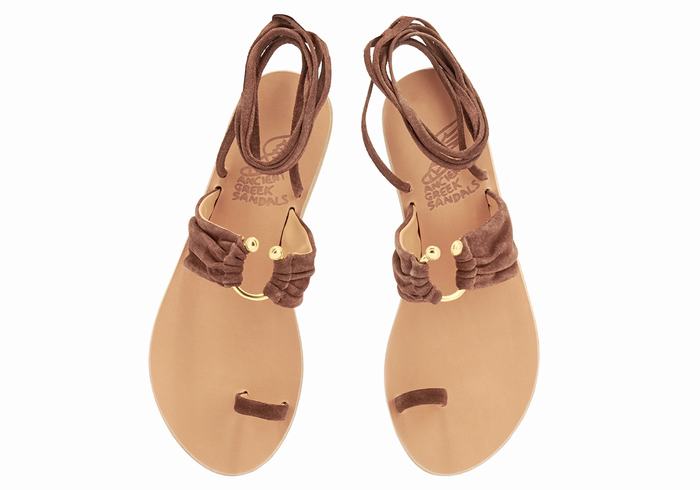 Women Ancient Greek Sandals Kerasia Gladiator Sandals Coffee | YPT9041QY