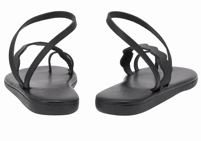 Women Ancient Greek Sandals Koralia Toe-Post Sandals Black | UNM5650FN