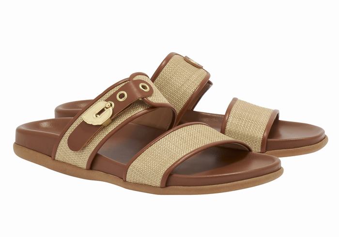 Women Ancient Greek Sandals Latria Slide Sandals Beige Brown | DMH6096JS