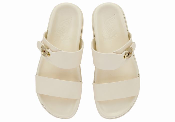 Women Ancient Greek Sandals Latria Slide Sandals White | AXN701QY