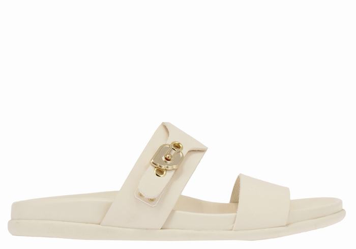 Women Ancient Greek Sandals Latria Slide Sandals White | AXN701QY