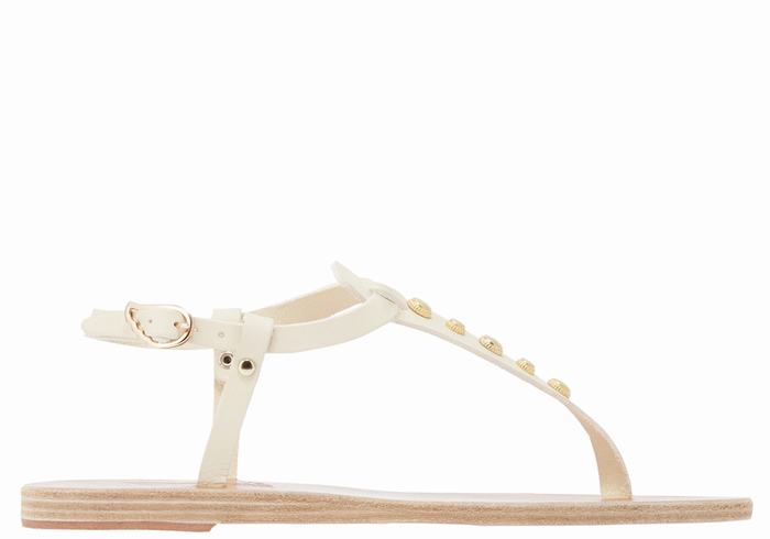 Women Ancient Greek Sandals Lito Bee Back-Strap Sandals White | UQE276BR