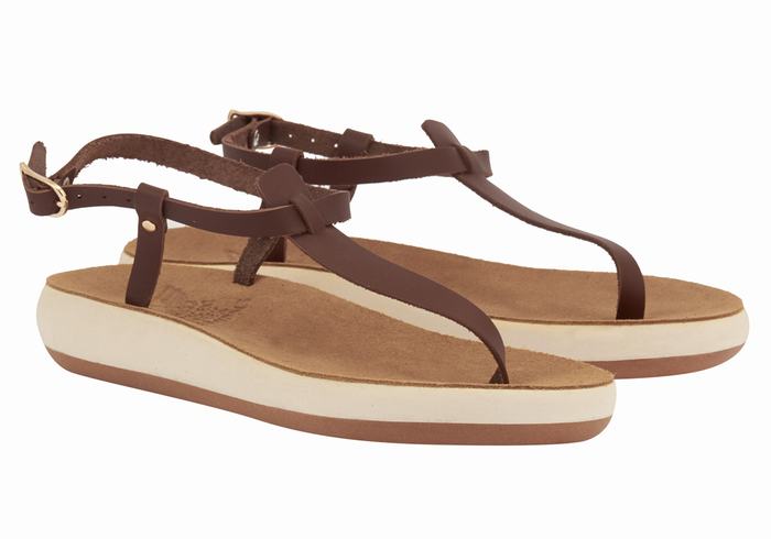 Women Ancient Greek Sandals Lito Comfort Back-Strap Sandals Coffee | TBF8064BI