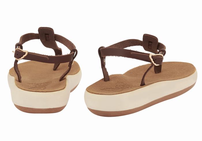 Women Ancient Greek Sandals Lito Comfort Back-Strap Sandals Coffee | TBF8064BI