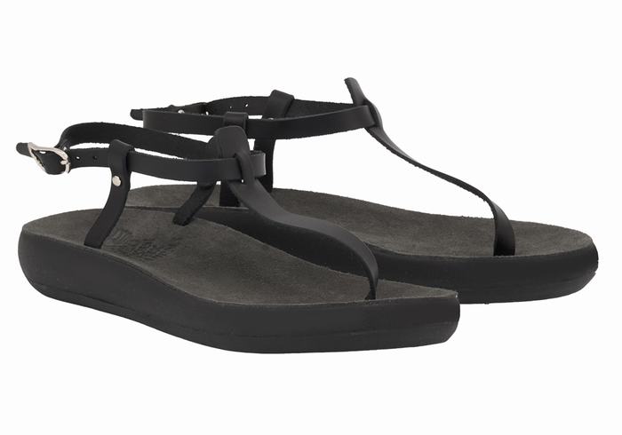 Women Ancient Greek Sandals Lito Comfort Back-Strap Sandals Black | DIP571GR