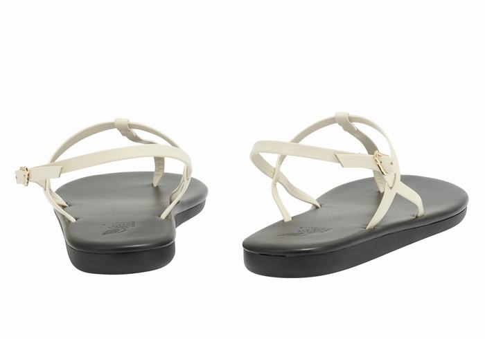 Women Ancient Greek Sandals Lito Flip Flop Back-Strap Sandals White | BTA923MQ