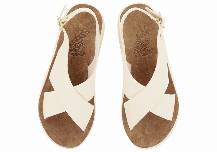 Women Ancient Greek Sandals Maria Comfort Platform Sandals White | HHI968OL