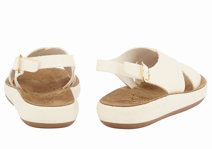 Women Ancient Greek Sandals Maria Comfort Platform Sandals White | HHI968OL