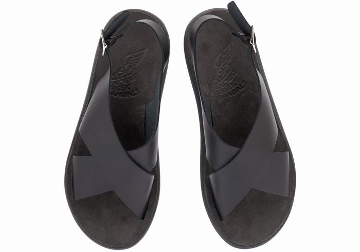 Women Ancient Greek Sandals Maria Comfort Platform Sandals Black | STX273JI