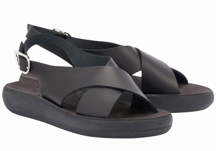 Women Ancient Greek Sandals Maria Comfort Platform Sandals Black | STX273JI