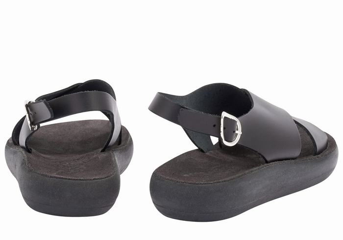 Women Ancient Greek Sandals Maria Comfort Platform Sandals Black | STX273JI