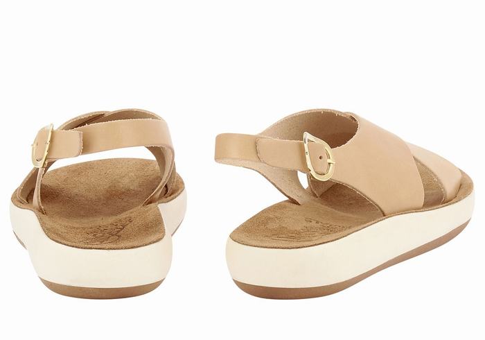 Women Ancient Greek Sandals Maria Comfort Platform Sandals Beige | EPU10067GC