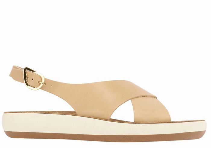 Women Ancient Greek Sandals Maria Comfort Platform Sandals Beige | EPU10067GC