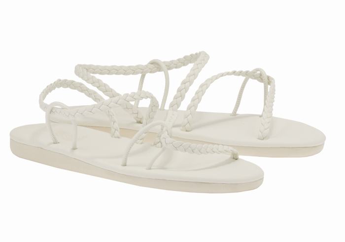 Women Ancient Greek Sandals Maya Braided Sandals White | SDK7366XU