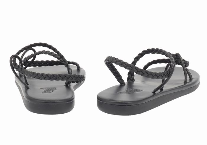 Women Ancient Greek Sandals Maya Braided Sandals Black | FGF3888CO