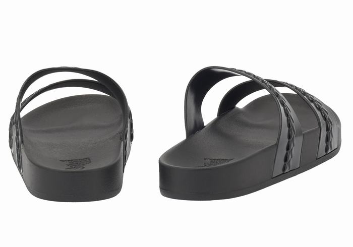 Women Ancient Greek Sandals Meli Slide Sandals Black | WYI8172KE