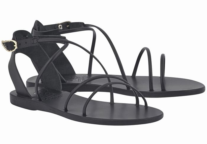 Women Ancient Greek Sandals Meloivia Ankle Strap Sandals Black | XXH1919EI