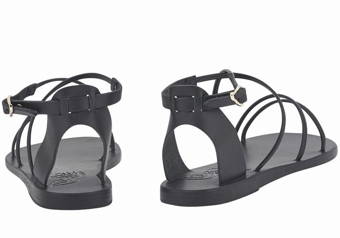 Women Ancient Greek Sandals Meloivia Ankle Strap Sandals Black | XXH1919EI