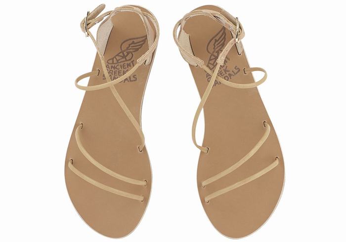 Women Ancient Greek Sandals Meloivia Ankle Strap Sandals Beige | NQT5084DL