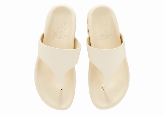 Women Ancient Greek Sandals Mera Footbed Flip Flops White | SGB966IJ