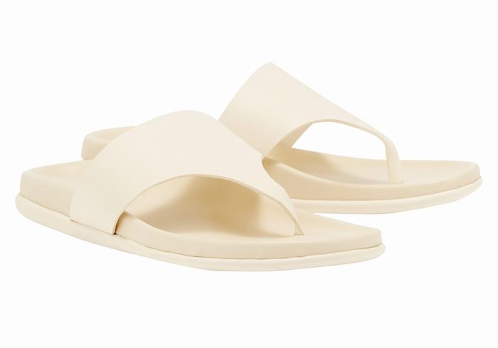 Women Ancient Greek Sandals Mera Footbed Flip Flops White | SGB966IJ