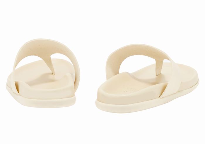 Women Ancient Greek Sandals Mera Footbed Flip Flops White | SGB966IJ