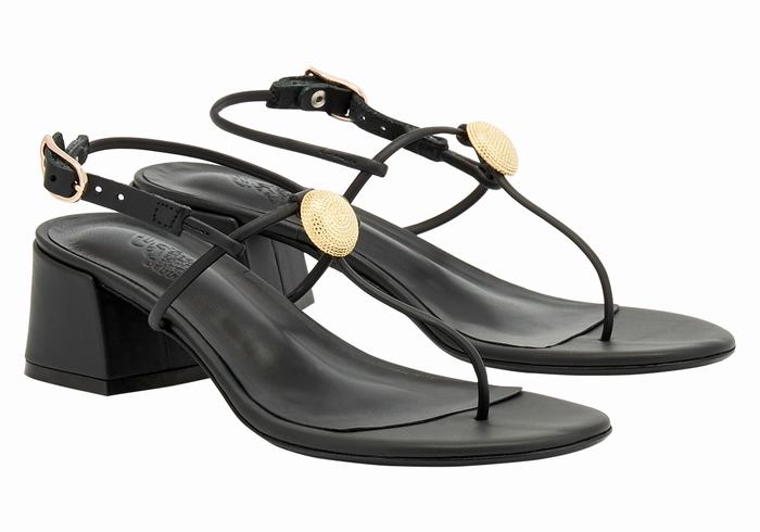 Women Ancient Greek Sandals Mistida Heeled Sandals Black | MEC8739SW