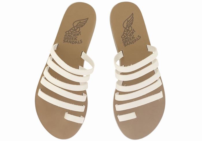 Women Ancient Greek Sandals Niki Leather Toe-Post Sandals White | AXB2492WS