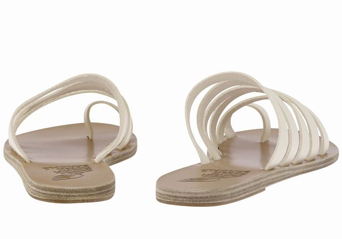 Women Ancient Greek Sandals Niki Leather Toe-Post Sandals White | AXB2492WS