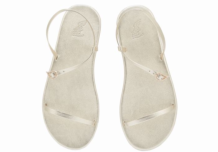 Women Ancient Greek Sandals Niove Back-Strap Sandals Gold White | ODZ3593HM