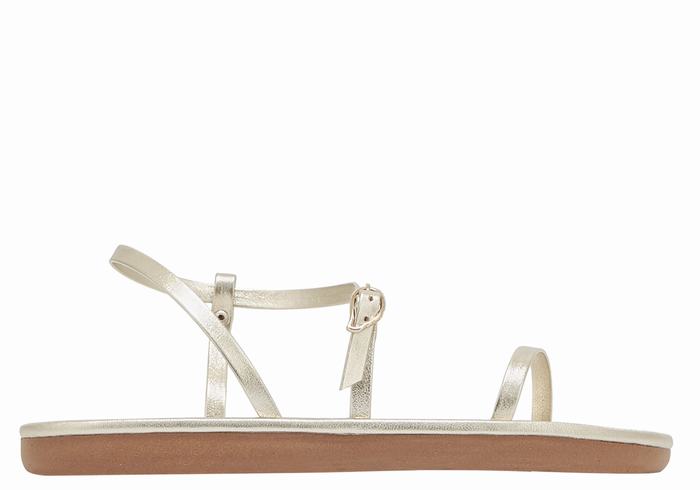 Women Ancient Greek Sandals Niove Back-Strap Sandals Gold White | ODZ3593HM