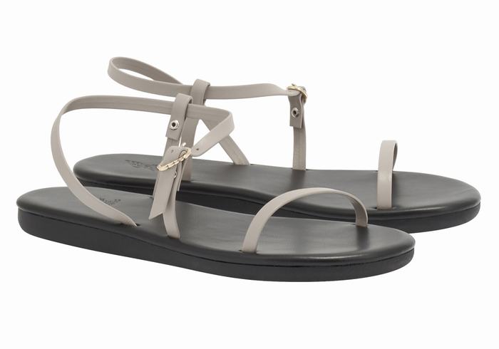 Women Ancient Greek Sandals Niove Back-Strap Sandals Grey Brown | FZT5365FA