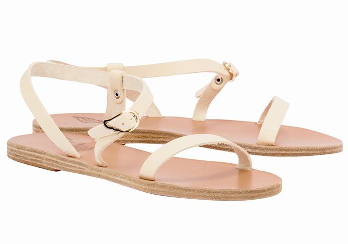 Women Ancient Greek Sandals Niove Leather Back-Strap Sandals White | LON4722HL