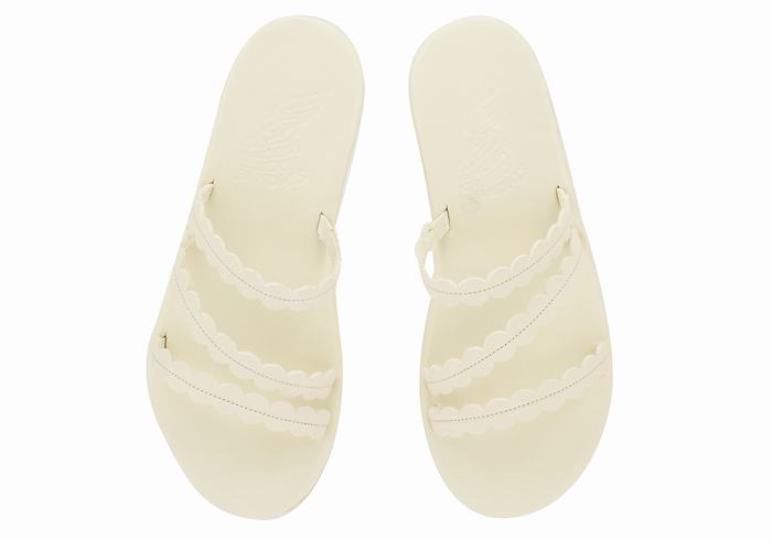 Women Ancient Greek Sandals Oceanis Slide Sandals White | EZF9681IU