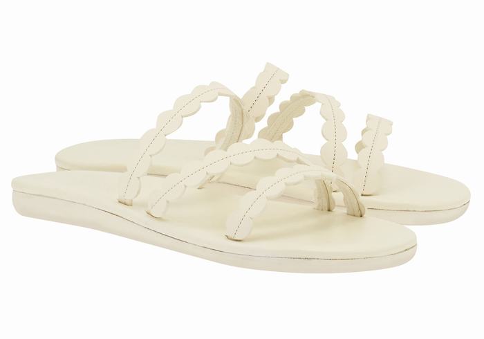 Women Ancient Greek Sandals Oceanis Slide Sandals White | EZF9681IU