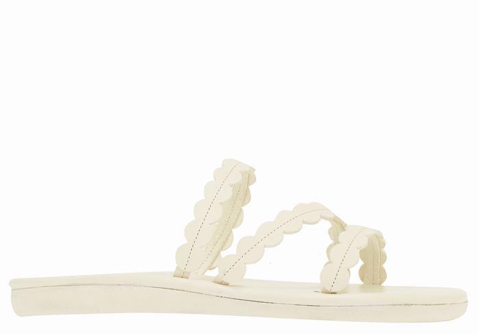 Women Ancient Greek Sandals Oceanis Slide Sandals White | EZF9681IU