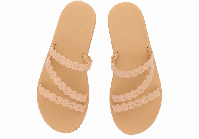 Women Ancient Greek Sandals Oceanis Slide Sandals Beige | DYD2584DD