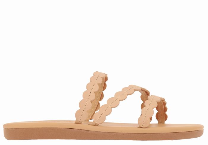 Women Ancient Greek Sandals Oceanis Slide Sandals Beige | DYD2584DD