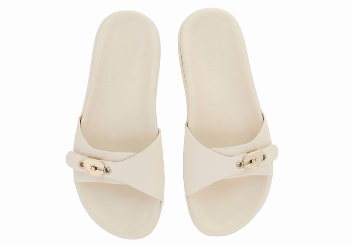 Women Ancient Greek Sandals Odi Slide Sandals White | RBW6867IE