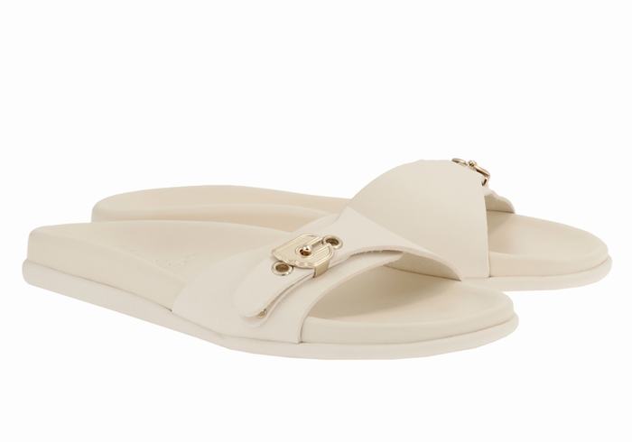 Women Ancient Greek Sandals Odi Slide Sandals White | RBW6867IE