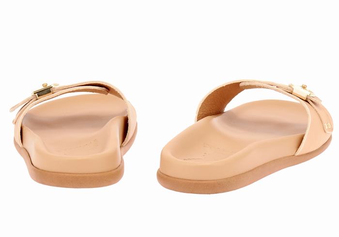 Women Ancient Greek Sandals Odi Slide Sandals Beige | MLA7539BR